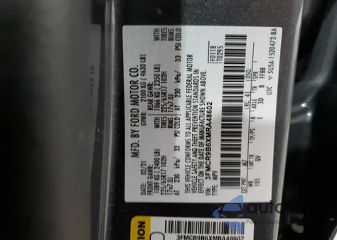 2021 Ford Bronco Sport Big Bend из США, поврежденный, VIN 3FMCR9B6XMRA48602